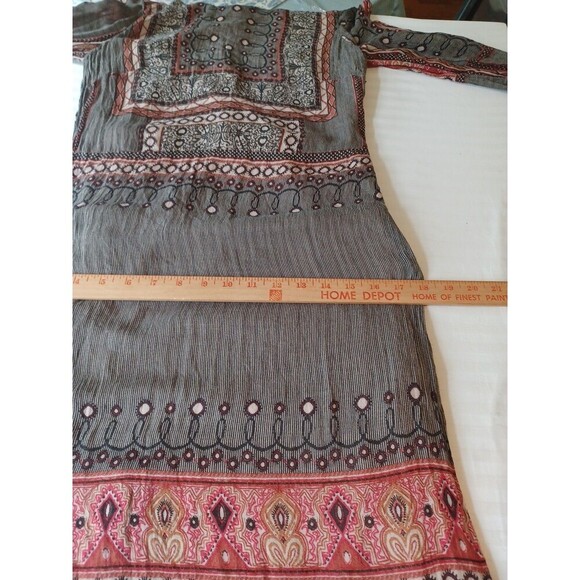 Zara black paisley slim mididress M long sl. boho hippie whimsigoth ethnic flaw - Picture 12 of 16